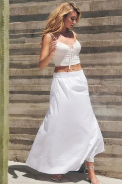 Skirts & Skorts | Skirts-Dynamite Voluminous Poplin Maxi Skirt White