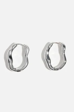 Earrings-Dynamite Wave Hoop Earrings Grey