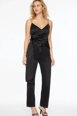 Blouses & Tops | Blouses & Tops-Dynamite Wrap Satin Camisole Blouse Black