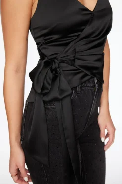 Blouses & Tops | Blouses & Tops-Dynamite Wrap Satin Camisole Blouse Black
