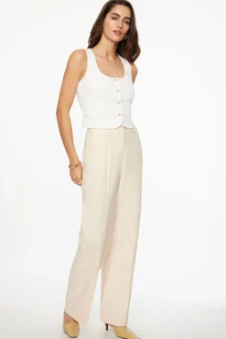 Pants | Straight Leg Pants-Dynamite Yasmin Straight Leg Linen Pants Brown