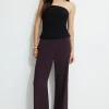 Pants | Straight Leg Pants-Dynamite Yasmin Straight Leg Pants Burgundy