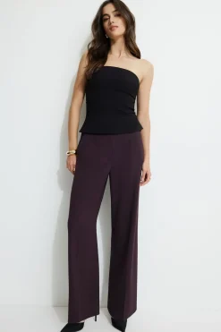 Pants | Straight Leg Pants-Dynamite Yasmin Straight Leg Pants Burgundy